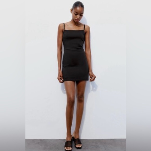 Zara Little Black Dress Strappy Open Back Mini NWT 🩷 - Picture 4 of 7